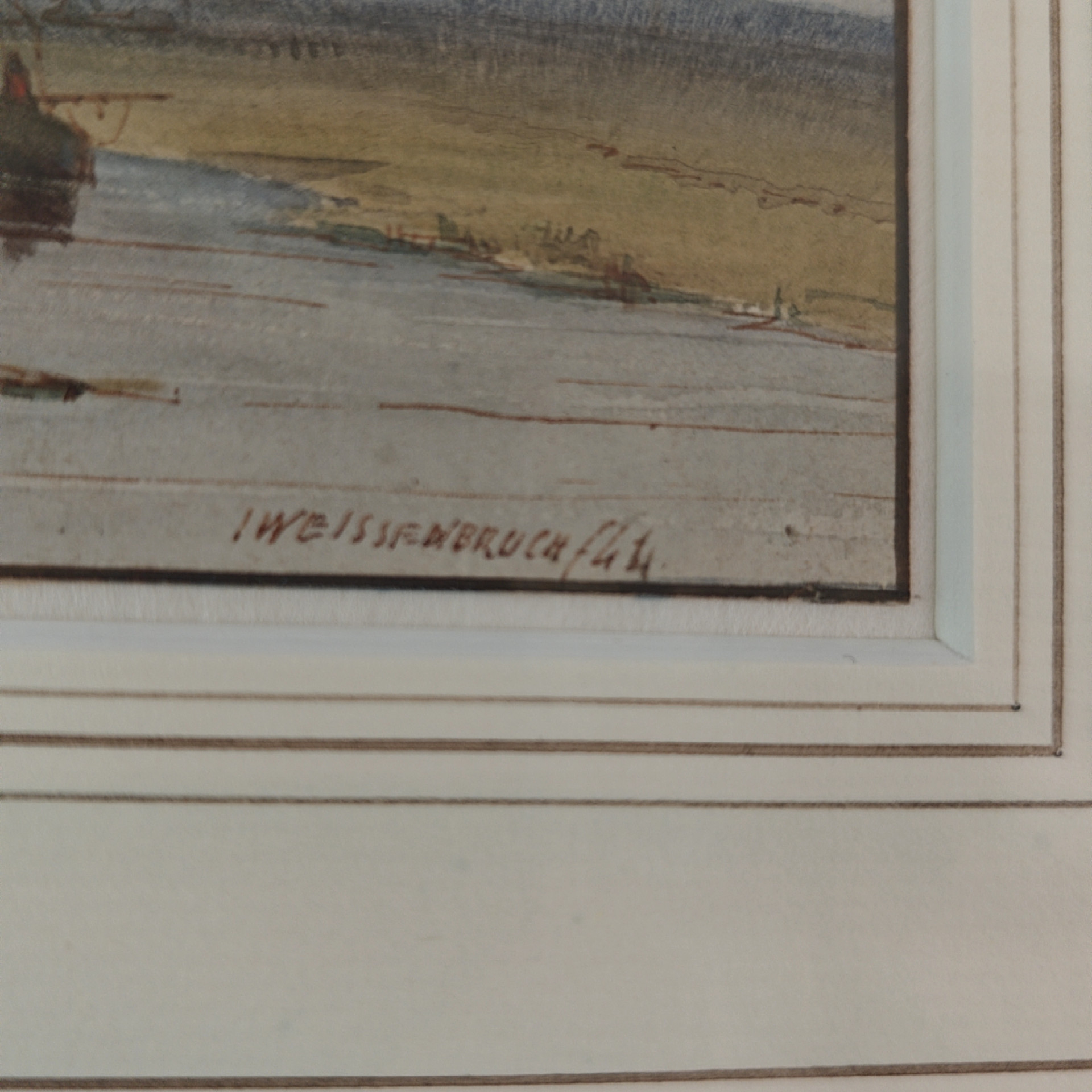Watercolor Landscape of the Leidse Vaart Attributed to Johan Hendrik Weissenbruch - view 2