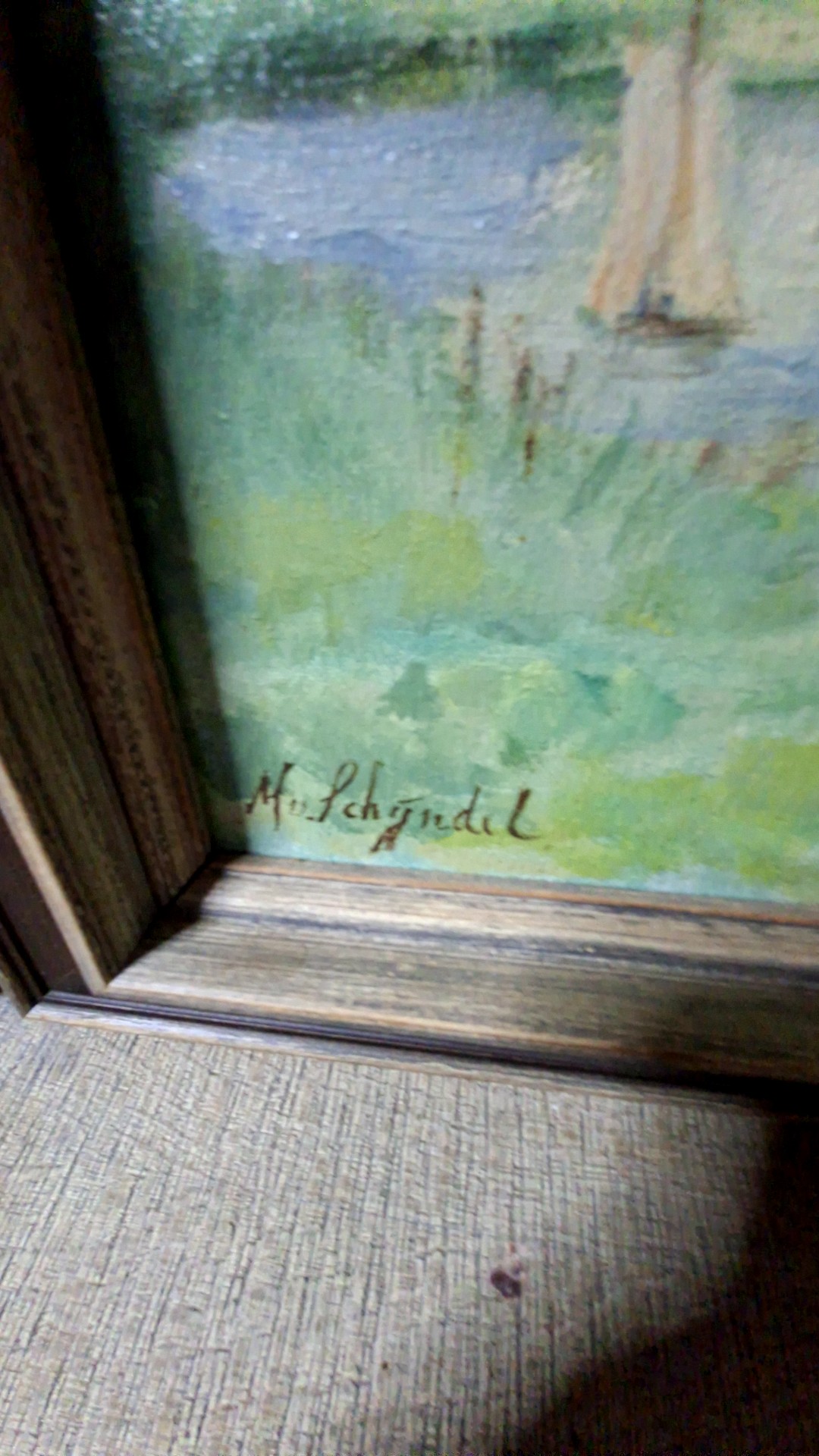 Dutch River Landscape Painting by M. Schijndel - view 2