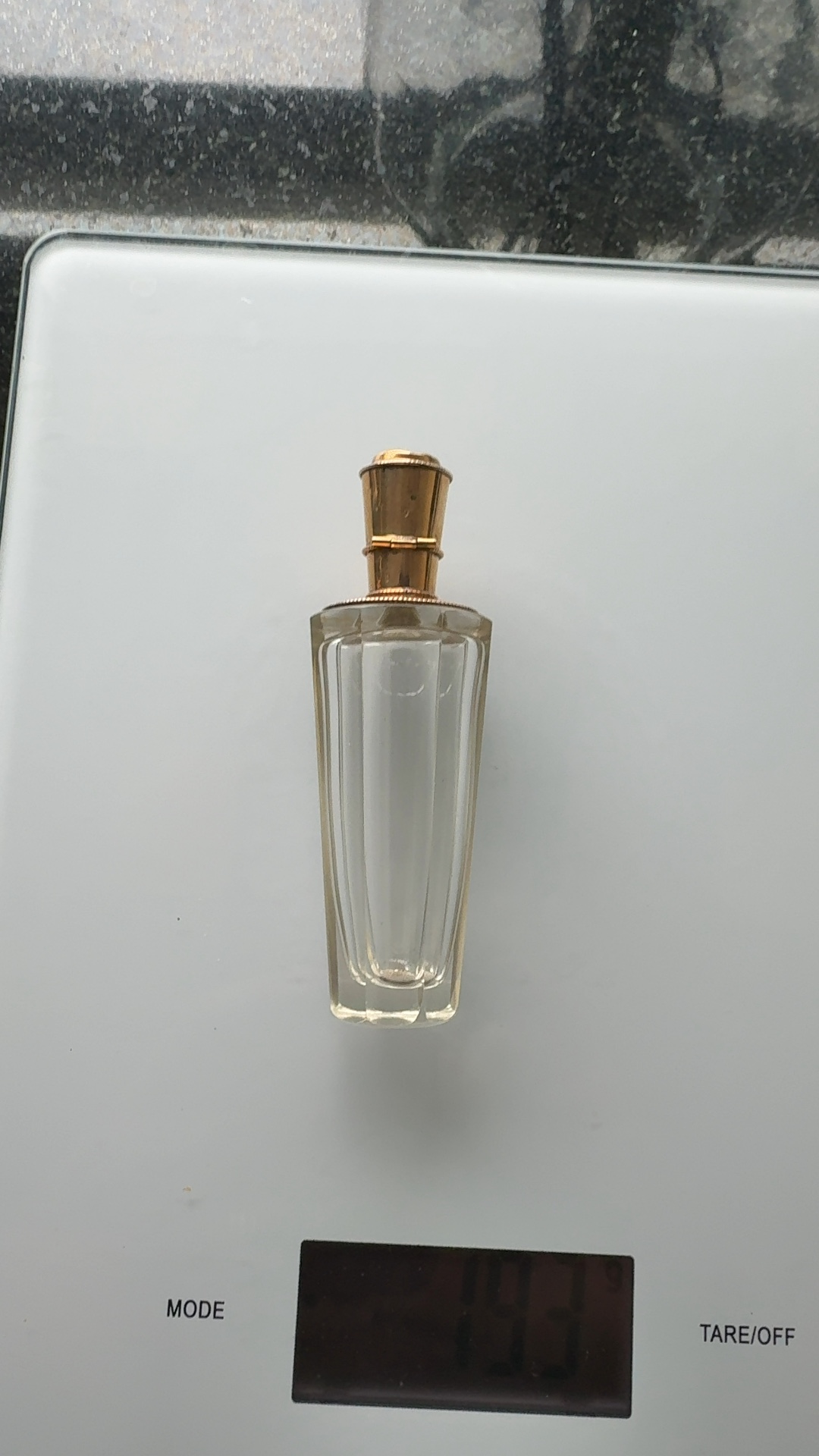 Octagonal Cut Glass Scent Bottle with Gilt Metal Mount - view 1