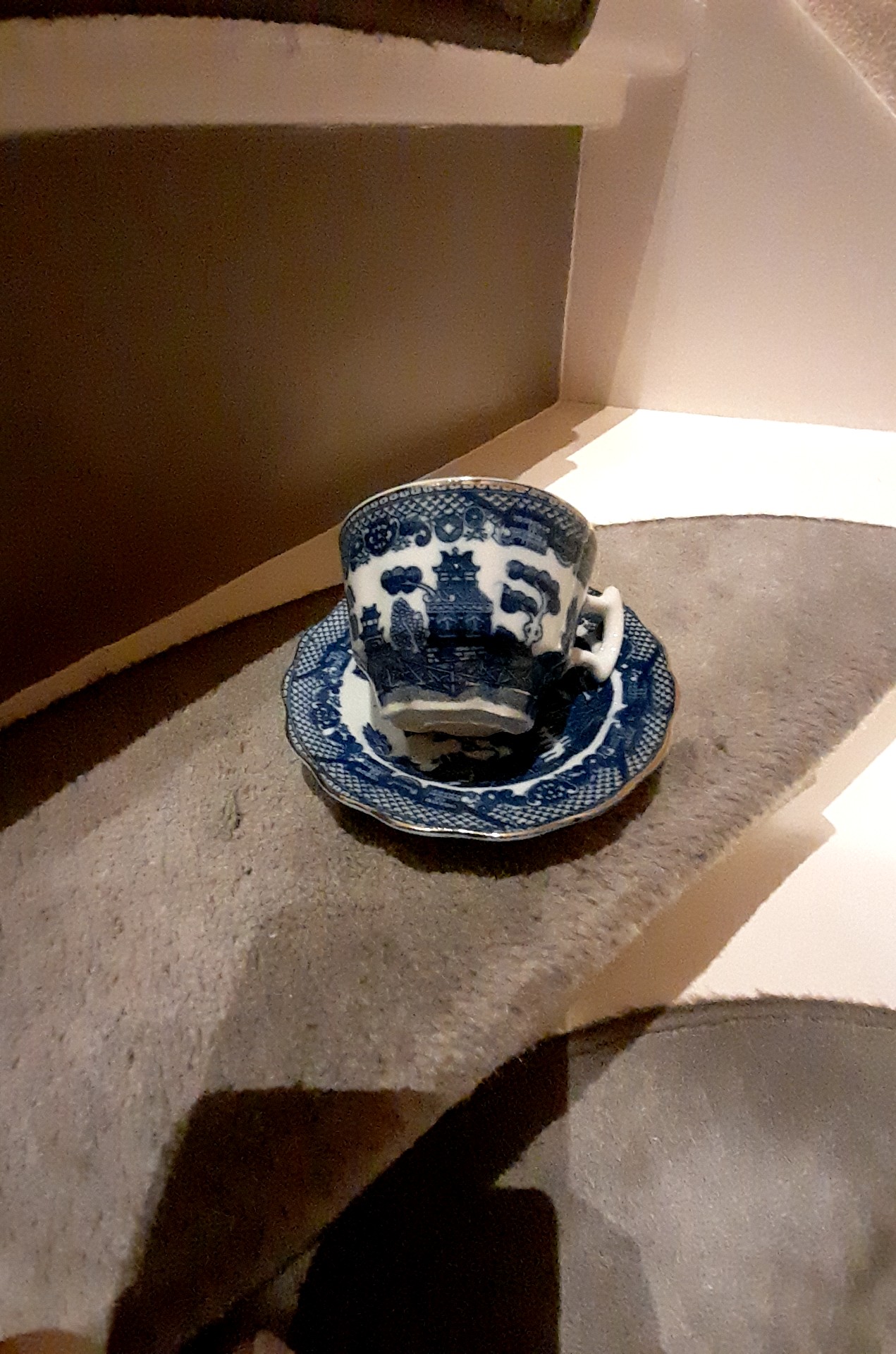 English Blue Willow Transferware Teacup and Saucer - view 2