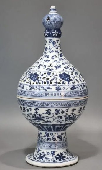Chinese Blue and White Reticulated Censer in Xuande Style - ceramics collectible