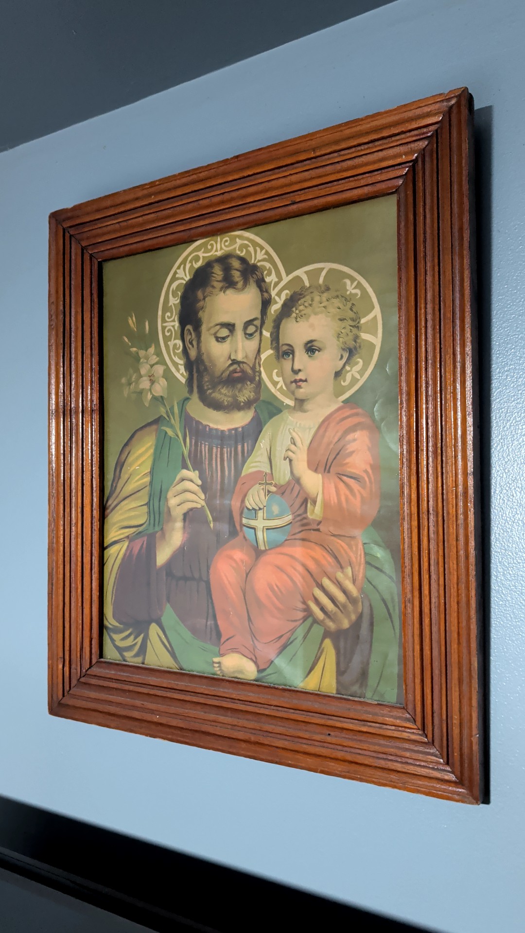 Mid-20th Century Lithographic Print of Saint Joseph and the Christ Child - view 2