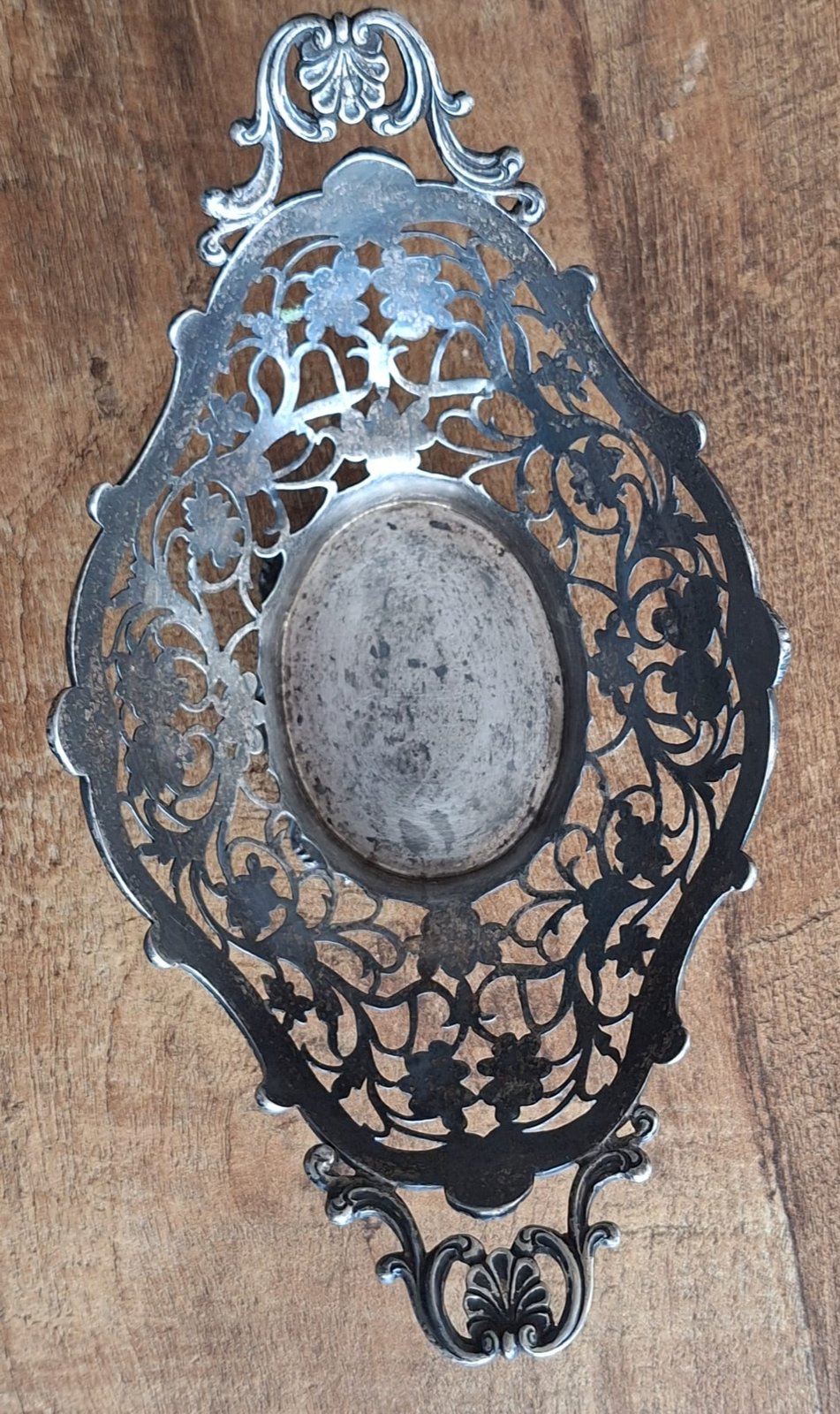 Pierced Silver-Plated Basket or Dish with Floral Motif - decorative collectible