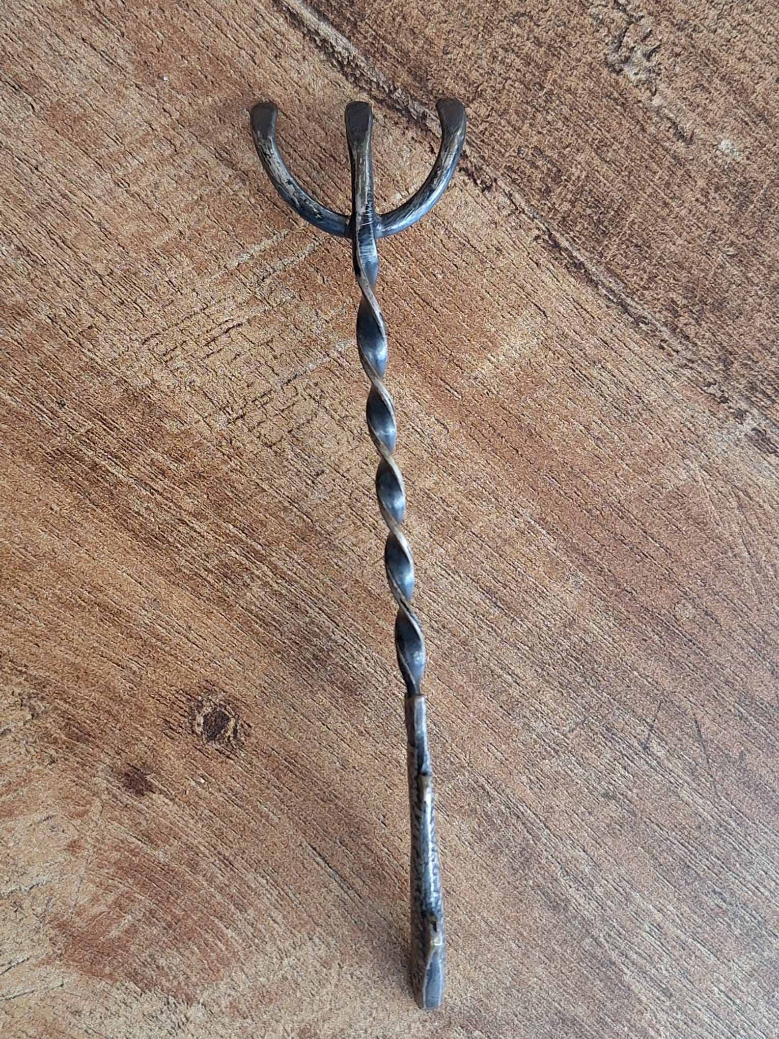 Antique Forged Metal Cocktail Pick/Olive Fork with Fish Handle - view 2