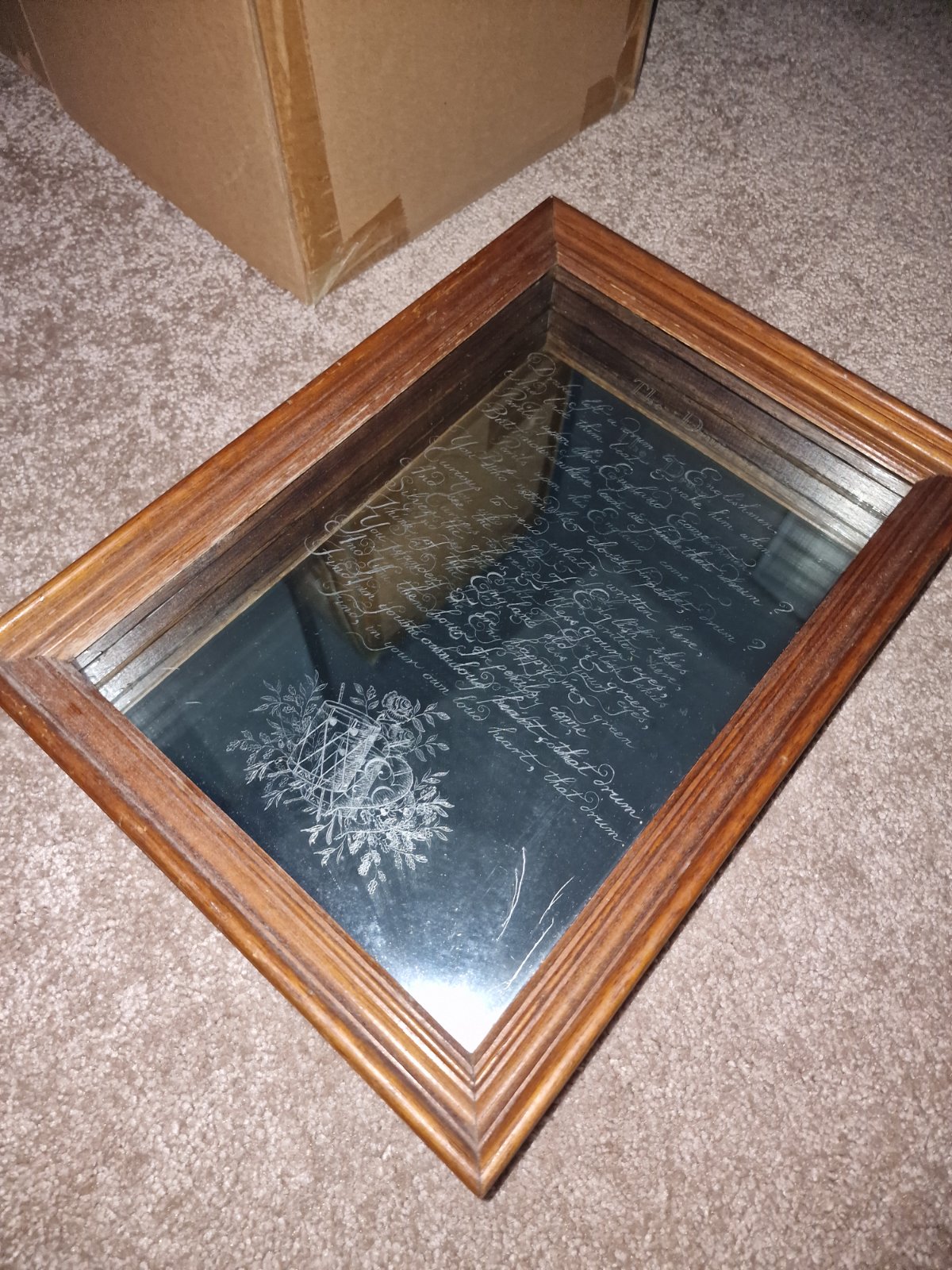 Diamond-Point Engraved Mirror: 'The Drum' by Laurence Whistler