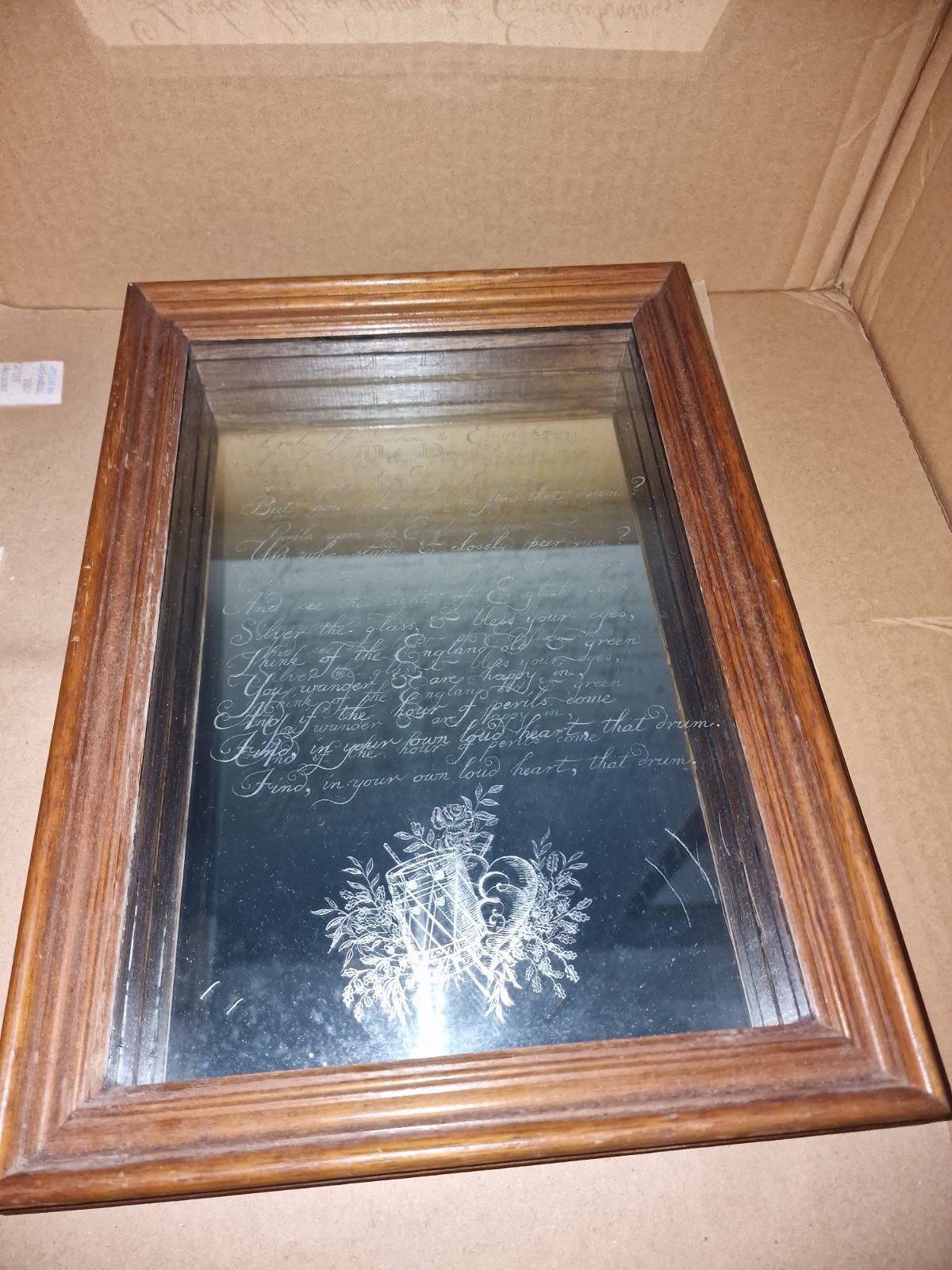 Diamond-Point Engraved Mirror: 'The Drum' by Laurence Whistler - view 2