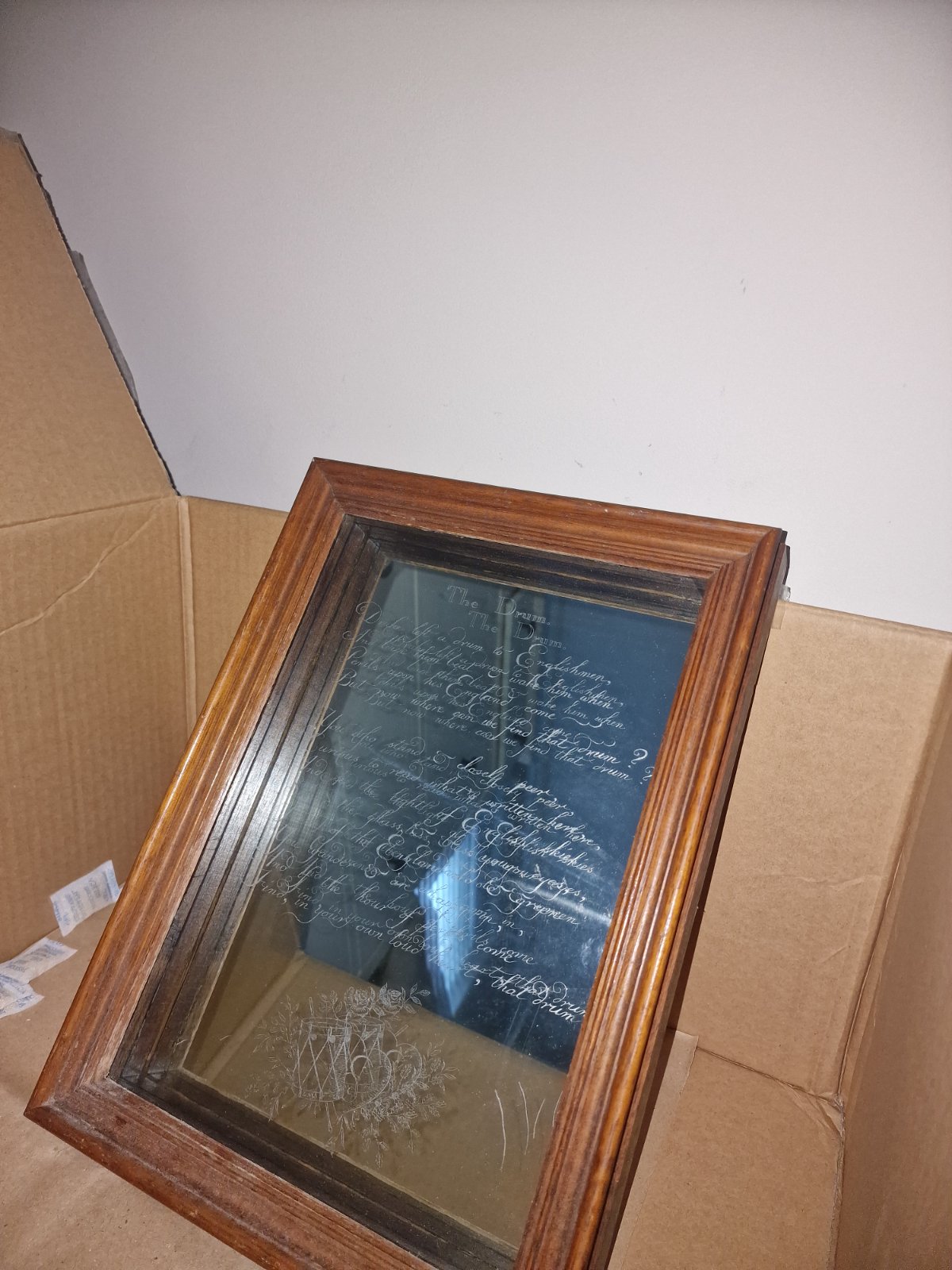 Diamond-Point Engraved Mirror: 'The Drum' by Laurence Whistler - view 3