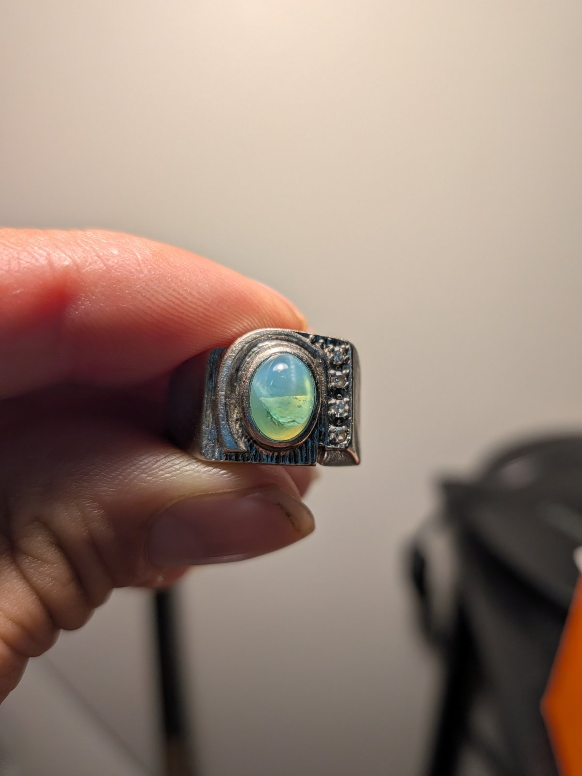 Mid-Century 14K White Gold Modernist Star Ring - jewelry collectible