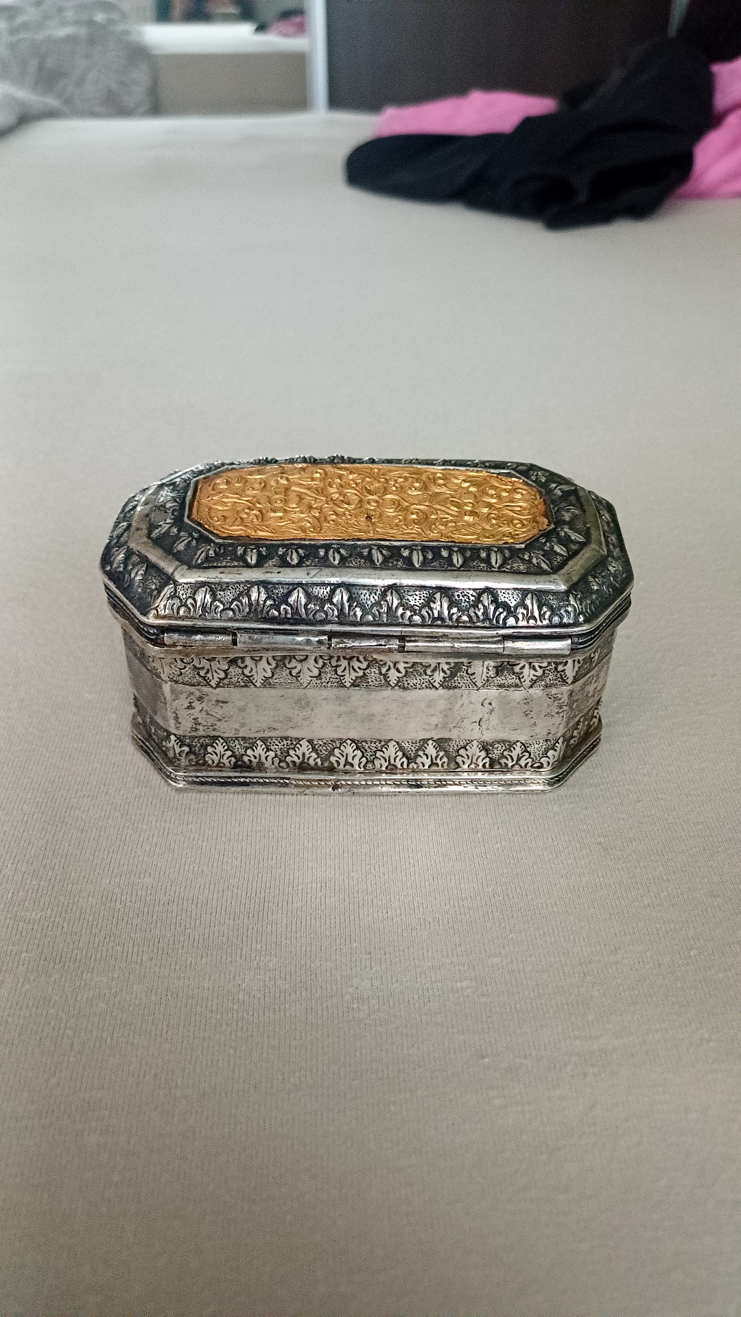 Die-Stamped Metal and Gilt Trinket Box - view 1