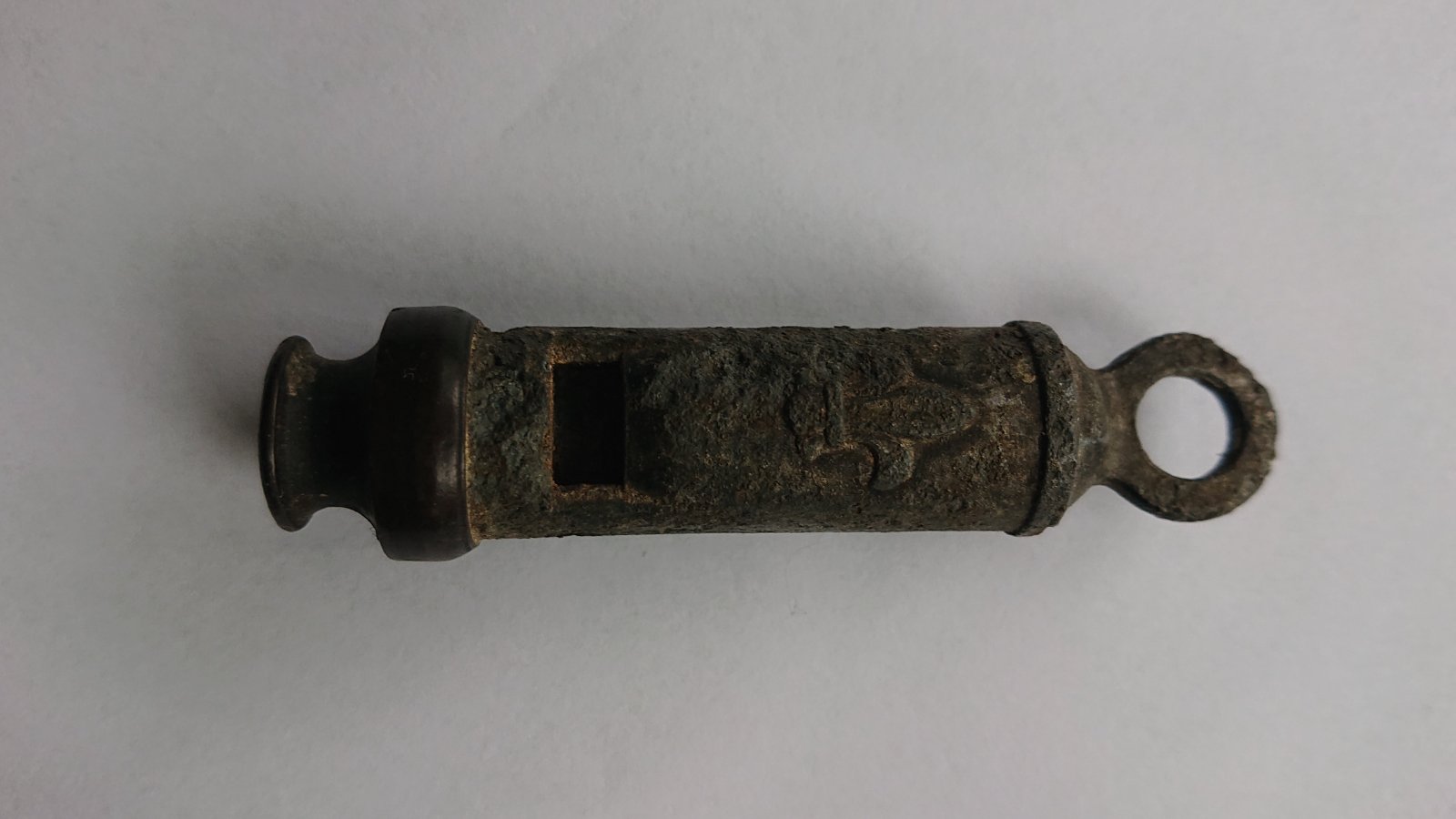 Antique Metal Whistle with Fleur-de-lis Motif - collectibles collectible