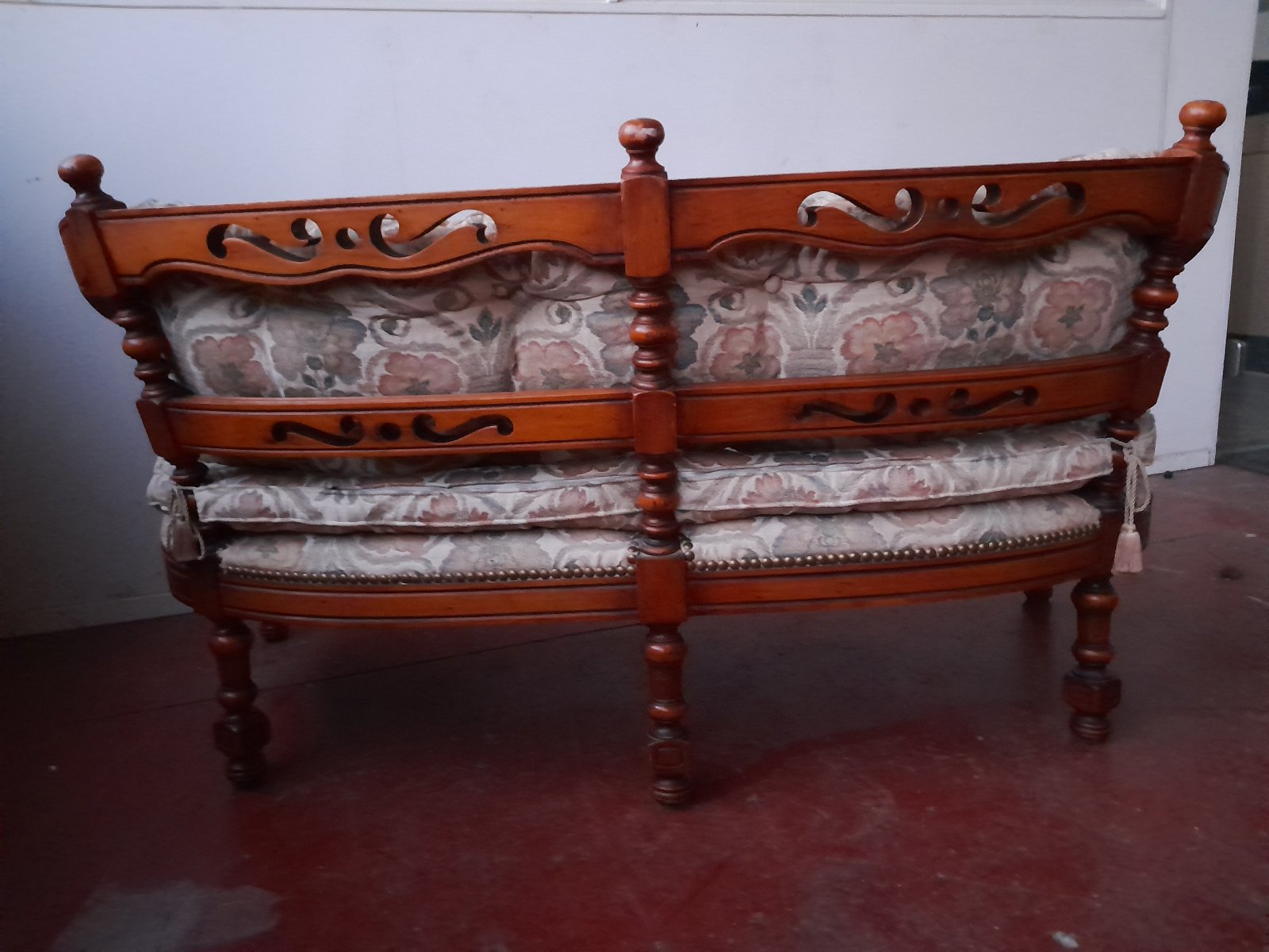 Victorian-Revival Upholstered Settee - view 2