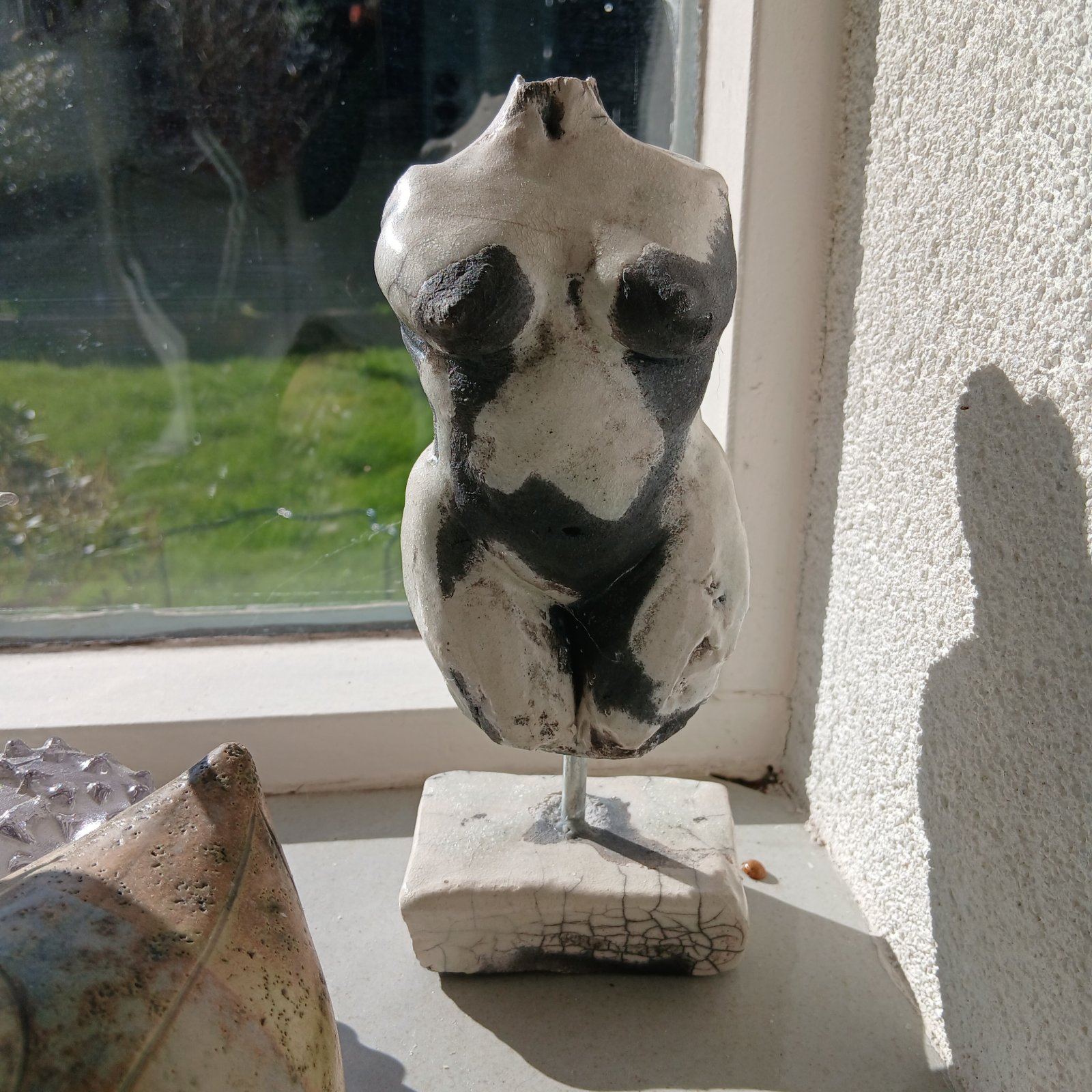 Raku-Fired Female Torso Sculpture - view 1