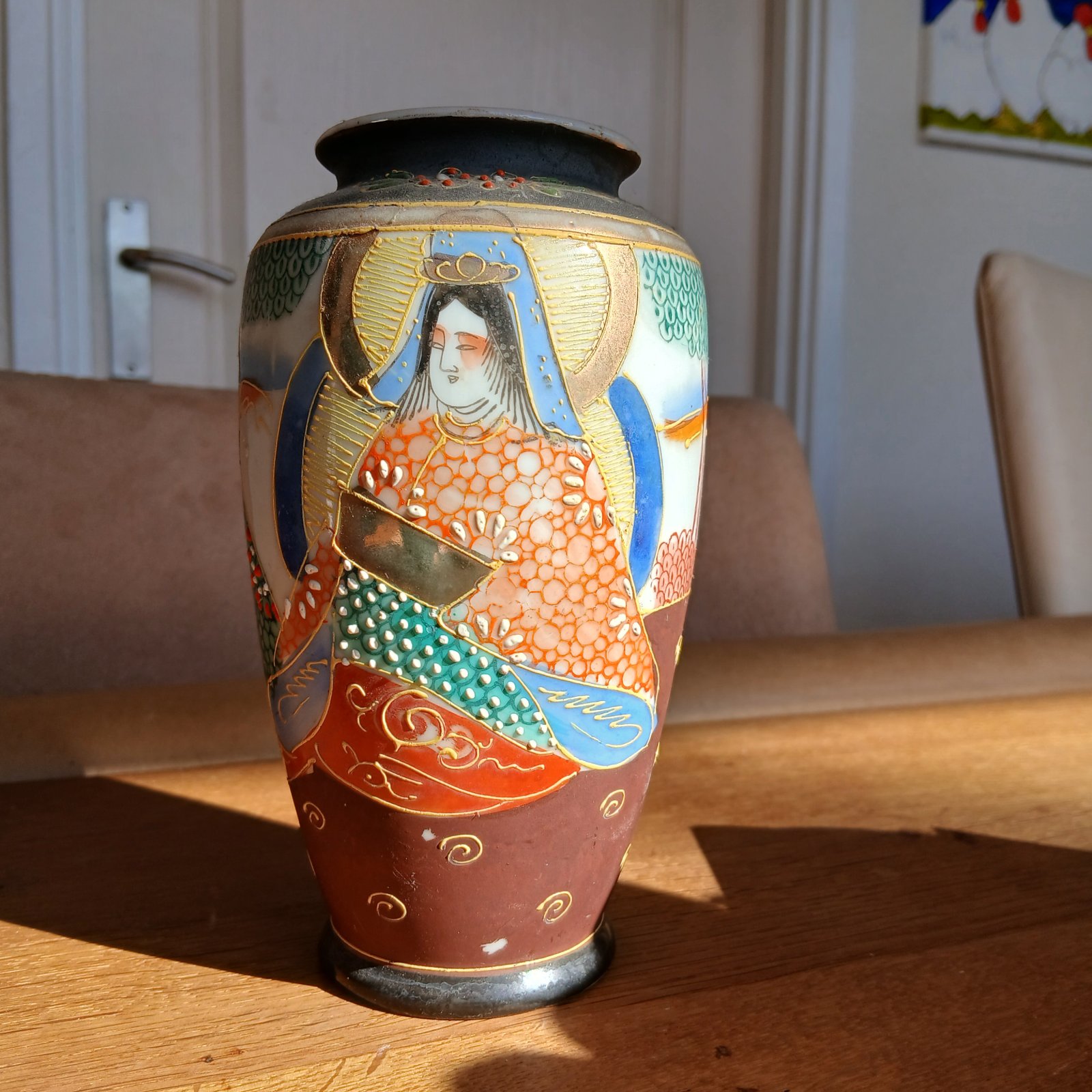 Japanese Export 'Satsuma-Style' Moriage Porcelain Vase - view 1