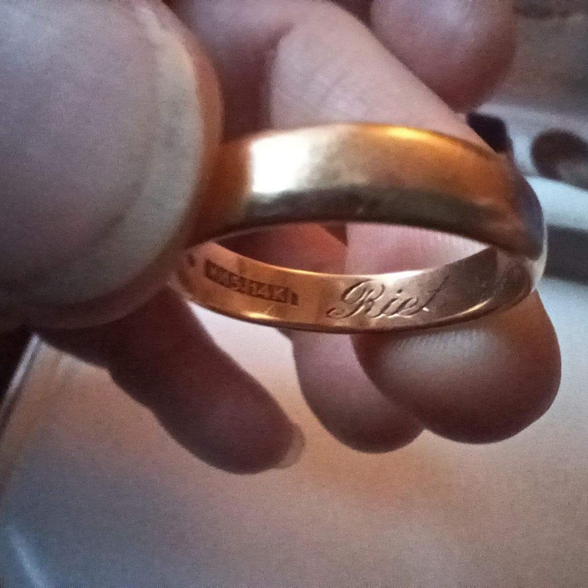 Vintage Gold Wedding Band with Dedication Engraving - view 2
