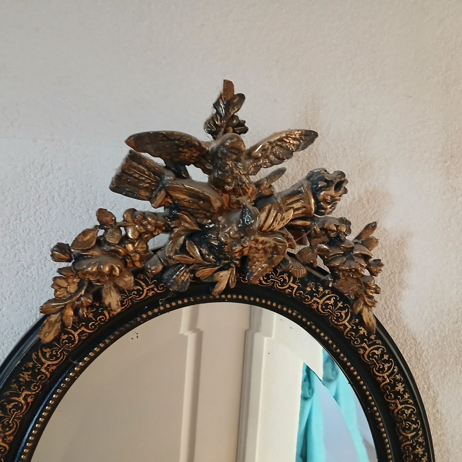 Baroque Revival Giltwood and Ebonized Wall Mirror - view 2