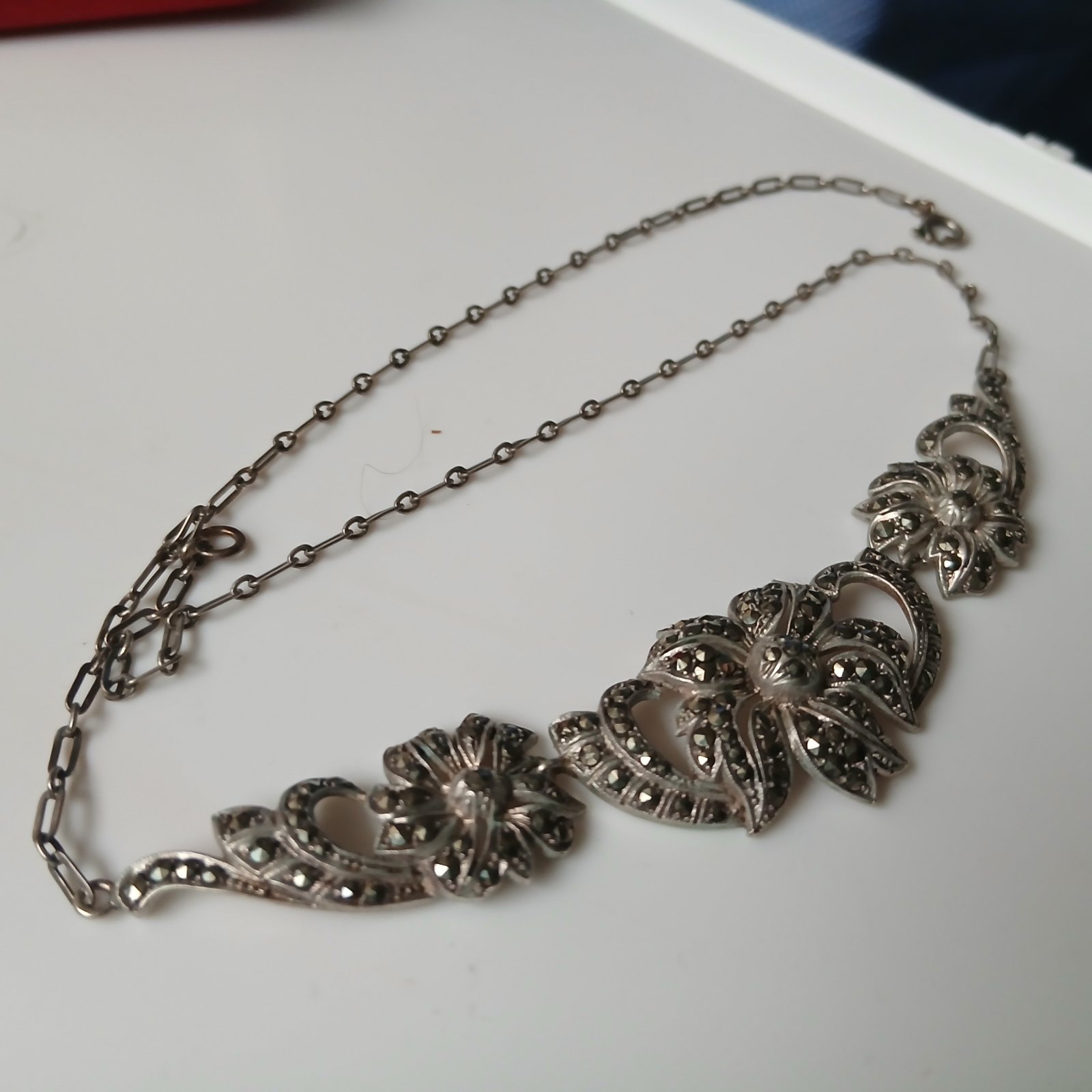 Vintage Marcasite Festoon Necklace - view 3