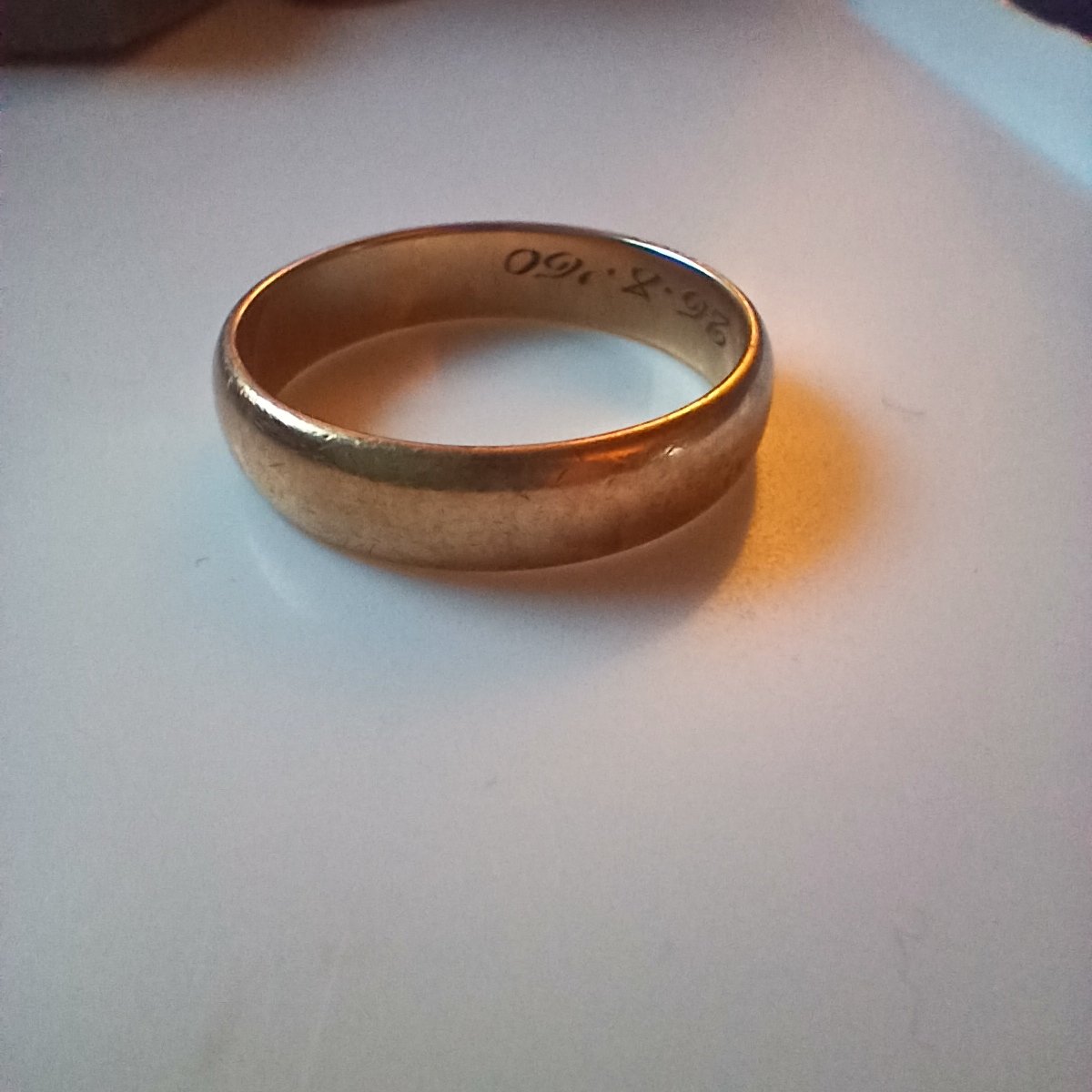 Vintage Gold Wedding Band with Dedication Engraving - view 3