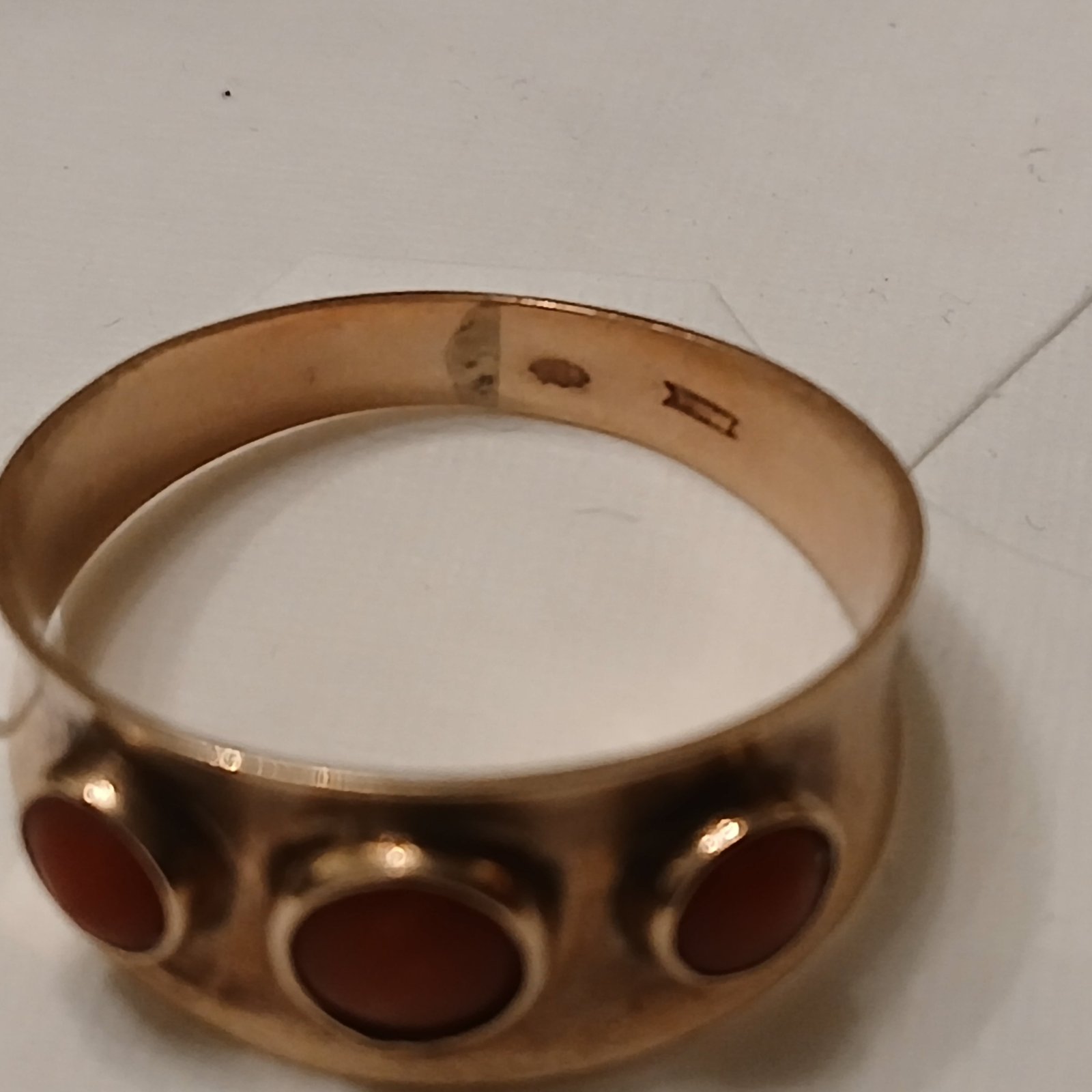 Mid-20th Century Gold Ring with Coral Cabochons - view 3