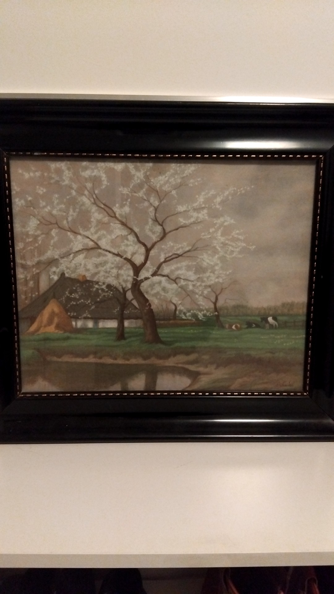 Pastoral Landscape with Thatched Cottage and Flowering Tree - view 2