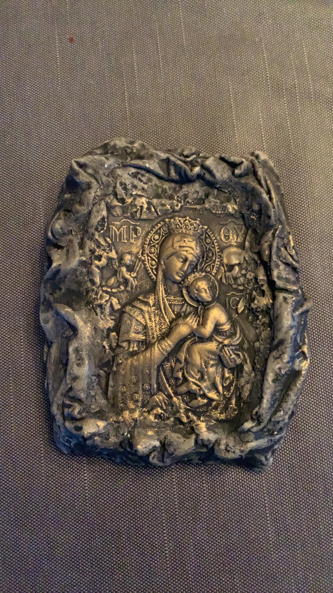 Orthodox Virgin Mary and Child Relief Plaque