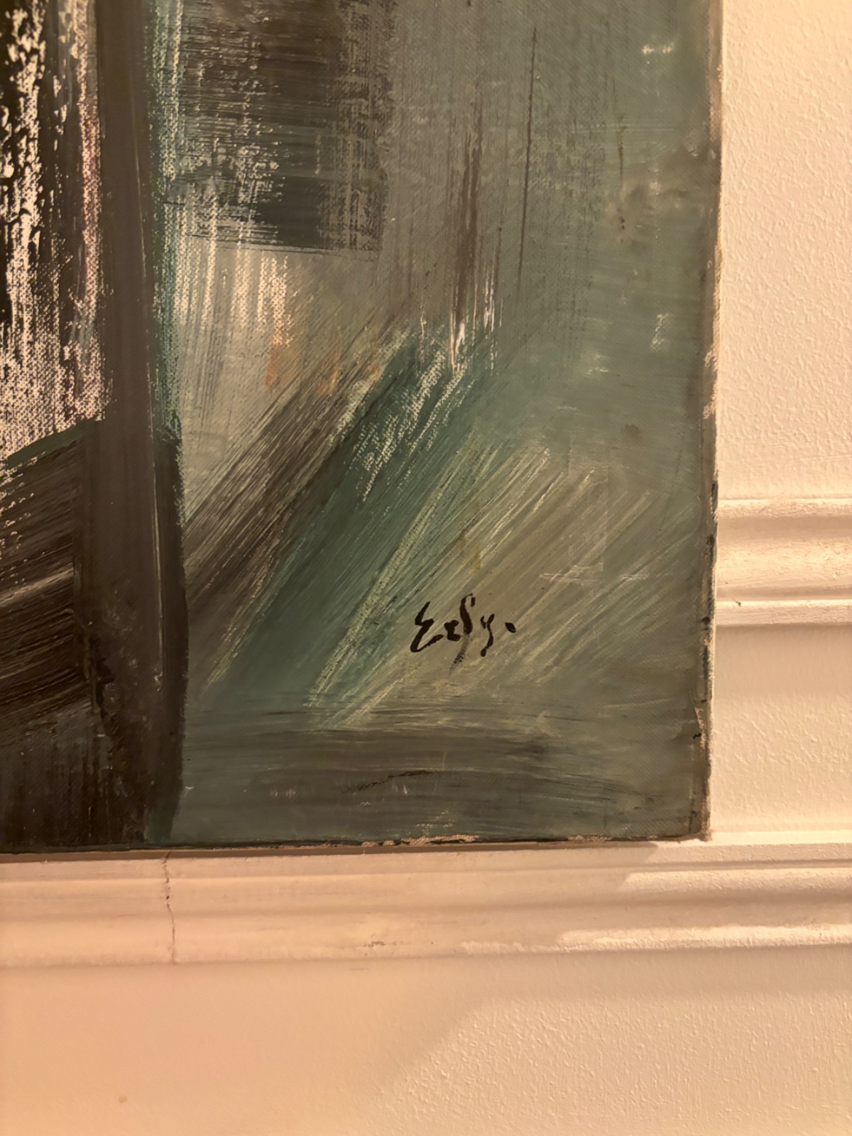 Abstract Gestural Painting on Canvas - view 2