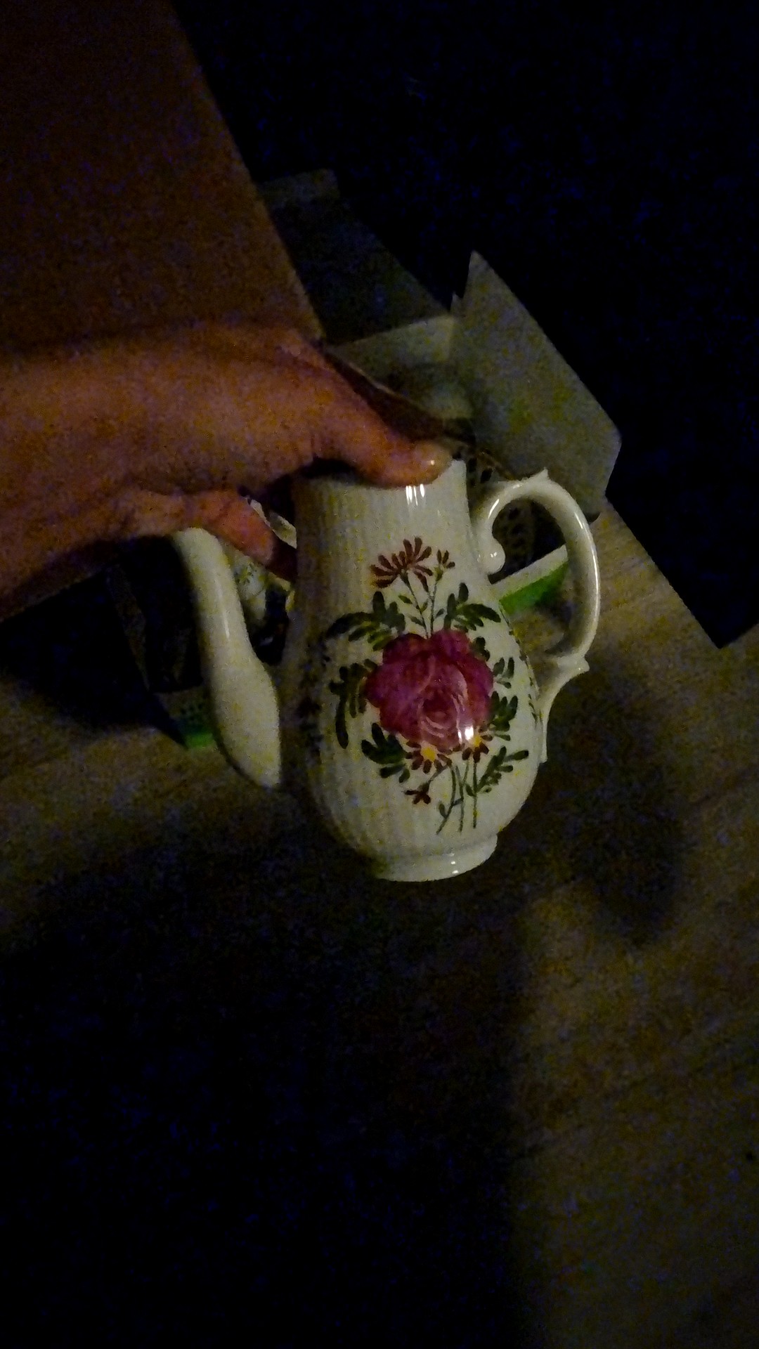 Porcelain Plate and Teapot with Floral Motif - view 3