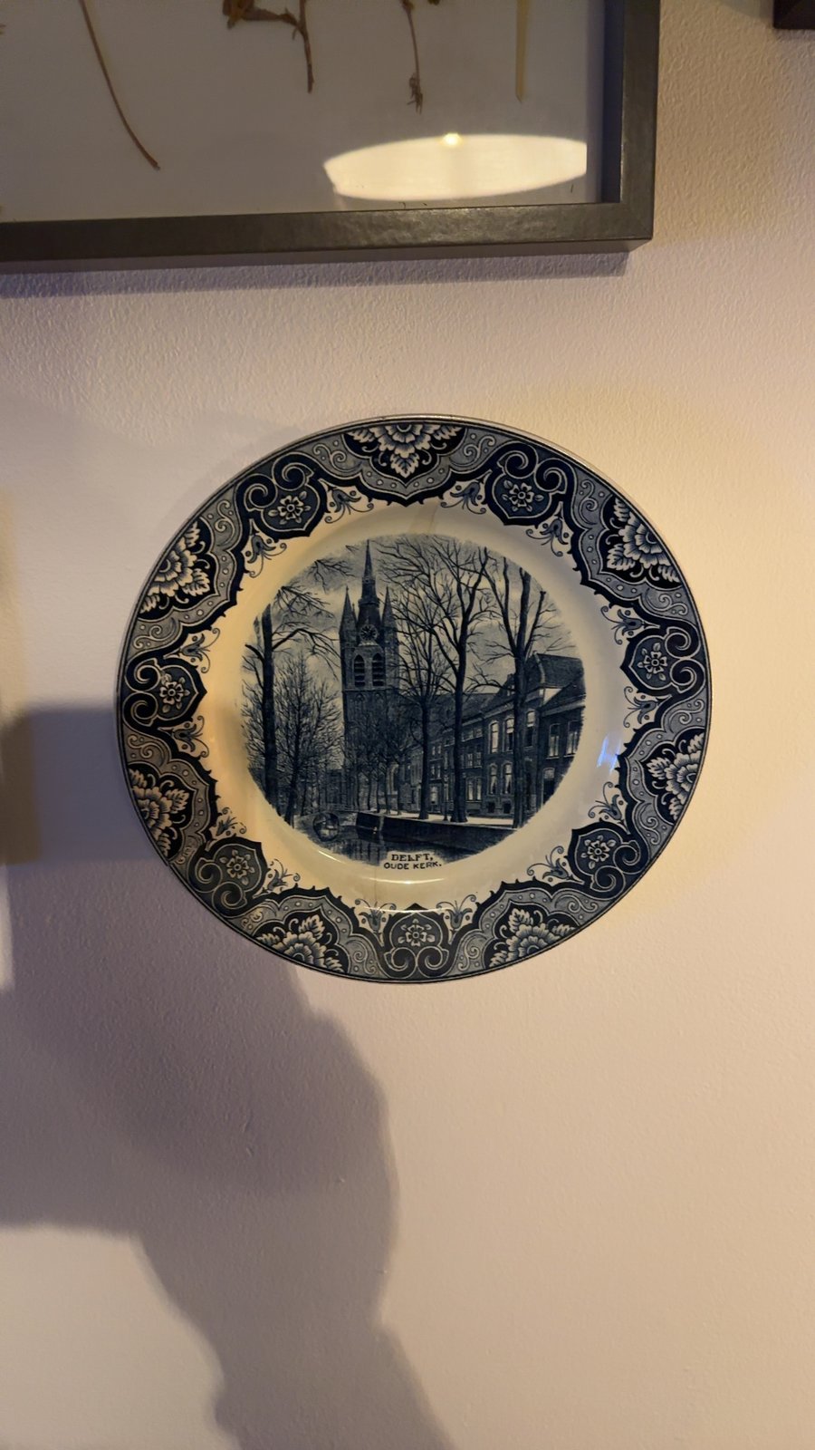 Dutch Blue and White Transferware Plate - 'Delft, Oude Kerk' - view 1