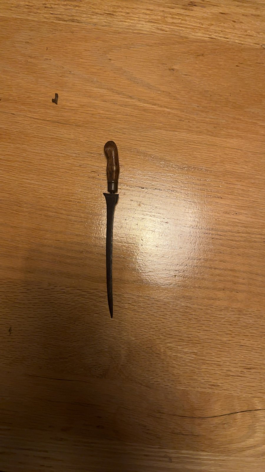 Antique Keris Dagger (Patinated Blade, Carved Wooden Hilt) - militaria collectible