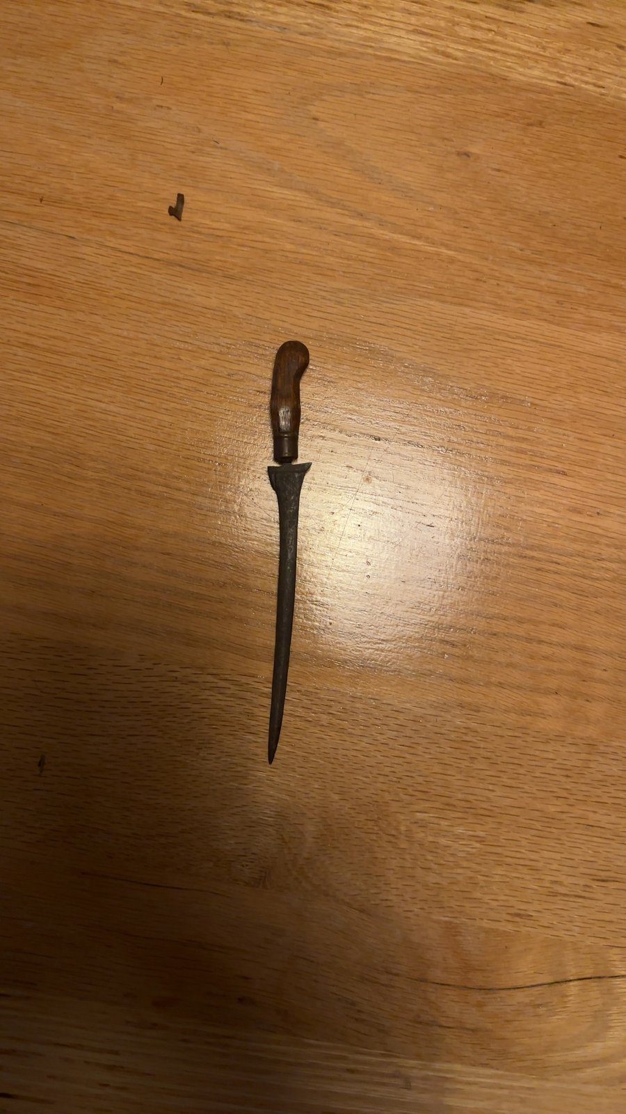 Antique Keris Dagger (Patinated Blade, Carved Wooden Hilt) - view 2