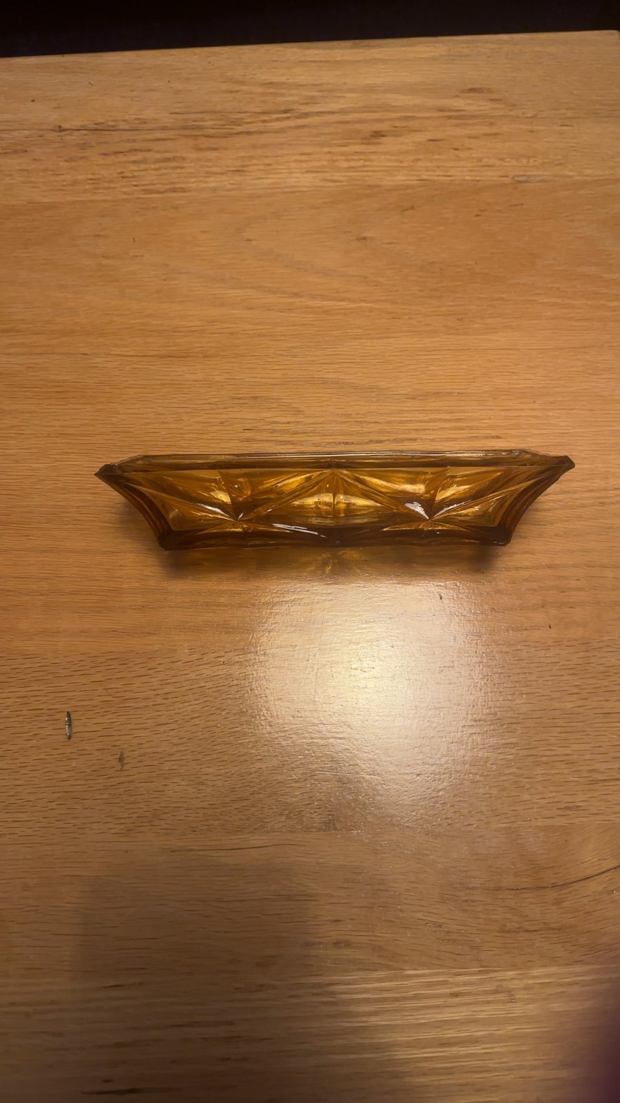 Amber Glass Rectangular Dish with Fluted Edges - view 2