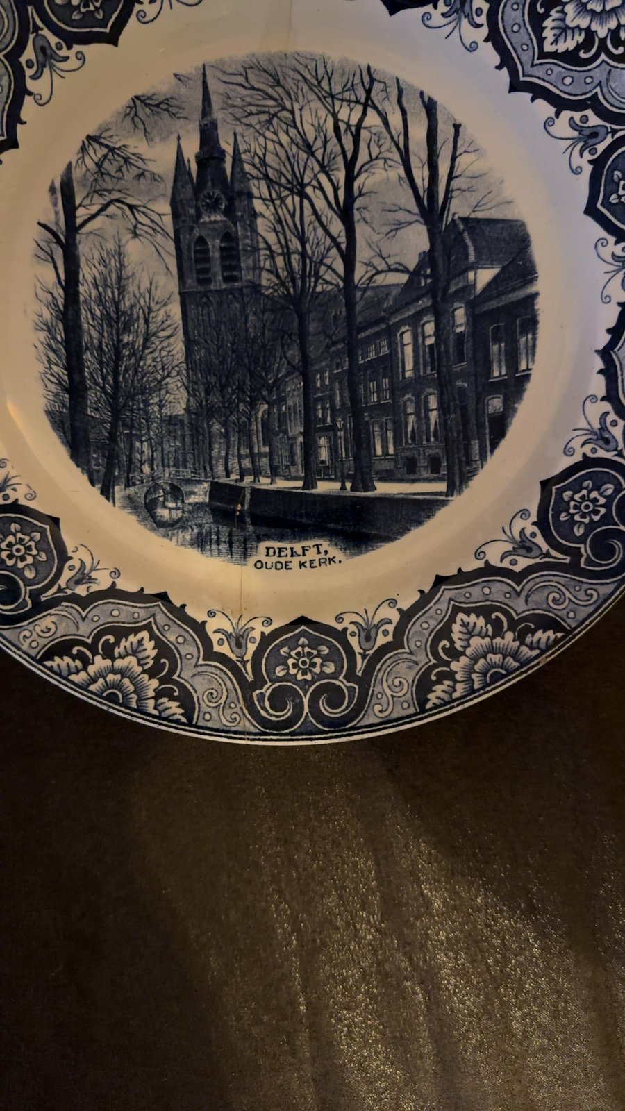 Dutch Blue and White Transferware Plate - 'Delft, Oude Kerk' - view 3