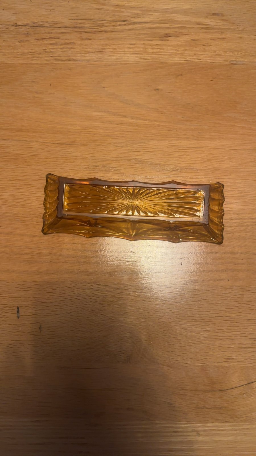 Amber Glass Rectangular Dish with Fluted Edges - view 3