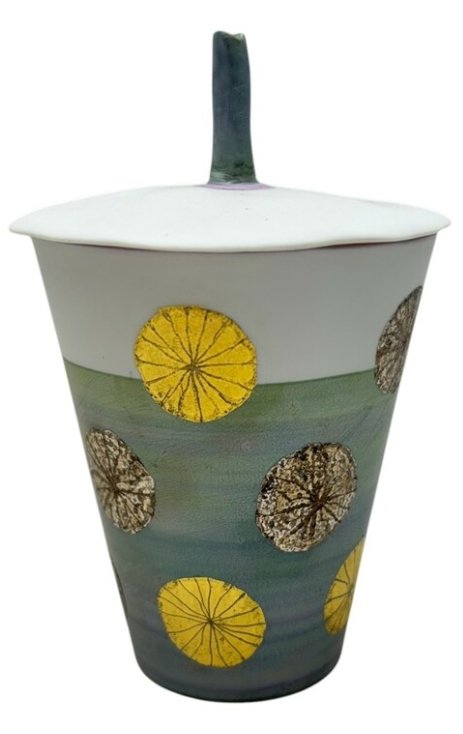 Márta Nagy Studio Porcelain Lidded Vessel - 'Seed' Motif - view 1