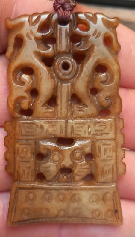 Chinese Archaistic Hardstone Pendant - view 1