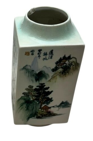 Chinese Provincial Overglaze Enamel Square Tea Caddy - view 1