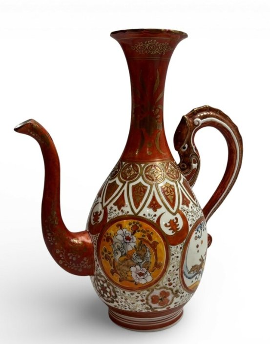 Japanese Meiji-Period Kutani Kinrande Porcelain Ewer - ceramics collectible