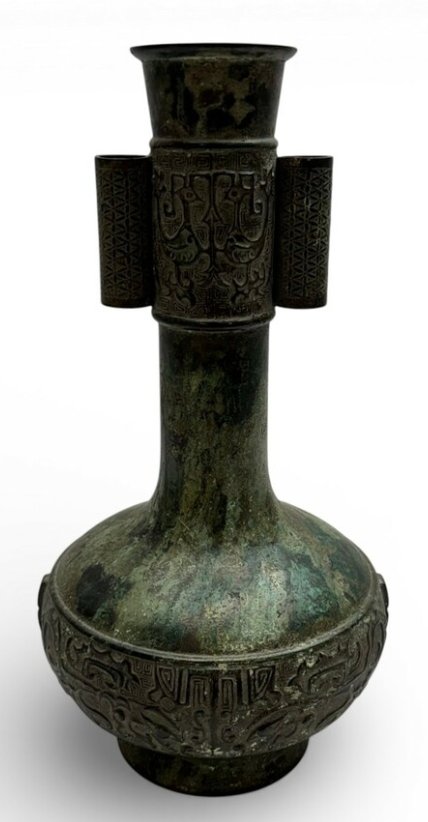 Chinese Archaistic Bronze Arrow Vase (Touhu) - asian collectible