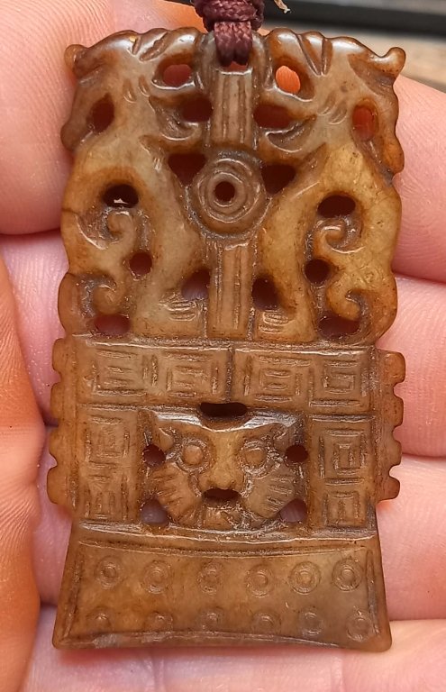 Chinese Archaistic Hardstone Pendant - view 2
