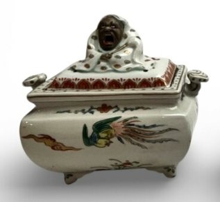 Japanese Meiji Period Porcelain Koro (Incense Burner) with Daruma Finial - view 2