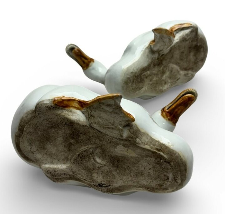 Pair of Chinese Export Style Porcelain Geese - view 2