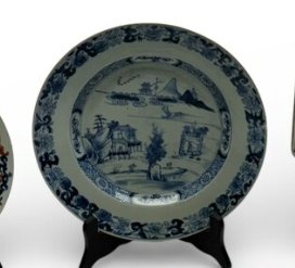 Chinese Blue and White Porcelain Landscape Plate - ceramics collectible