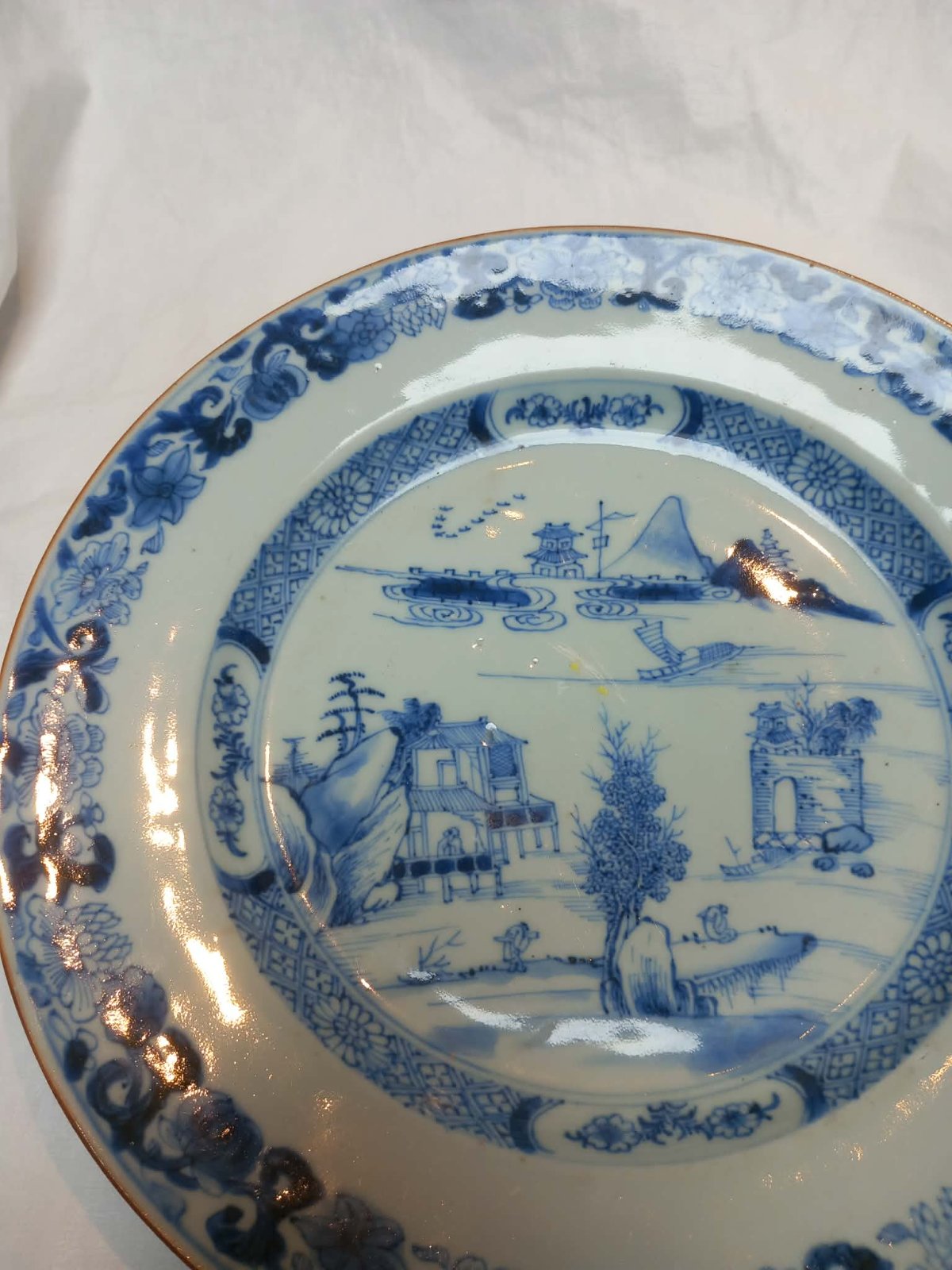 Chinese Export Blue and White Porcelain Plate - view 2
