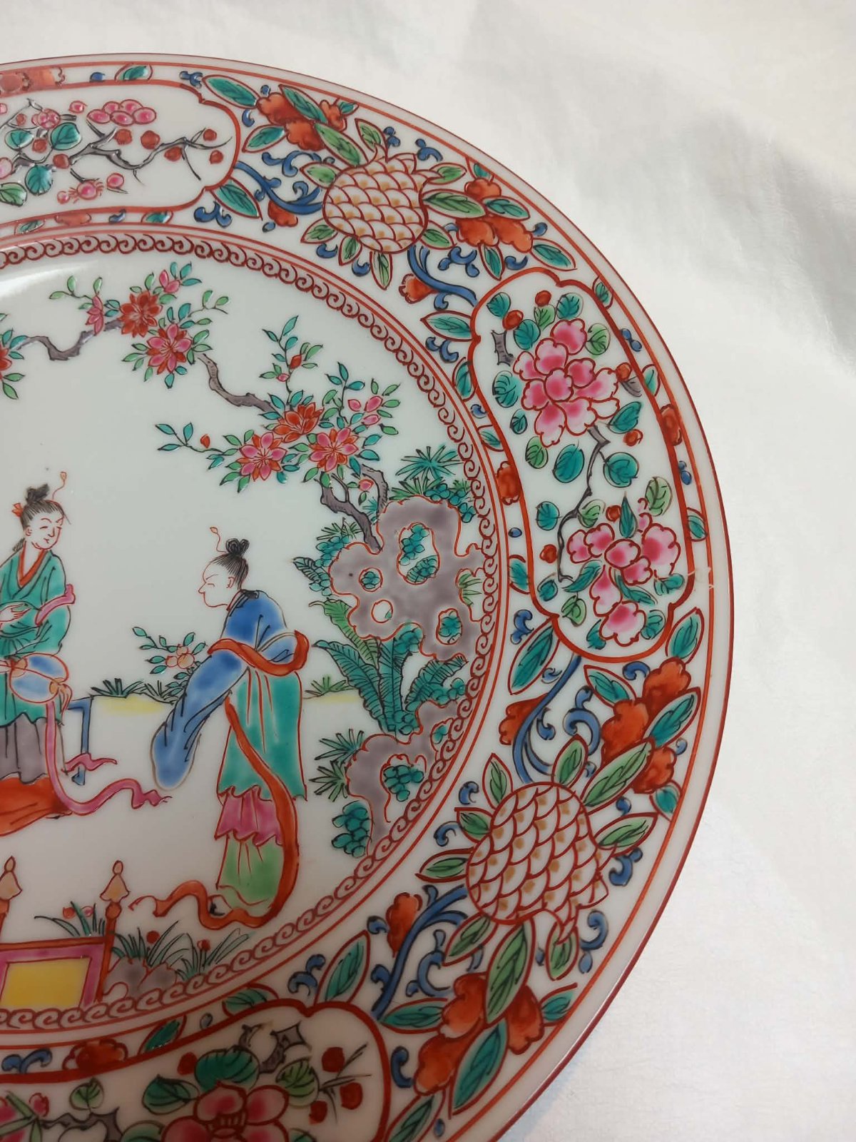 Chinese Export Famille Rose Figural Plate - view 2