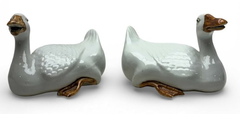 Pair of Chinese Export Style Porcelain Geese - view 3