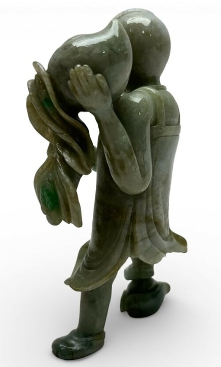 Chinese Jadeite or Hardstone Carving of a Boy with Peach - view 3
