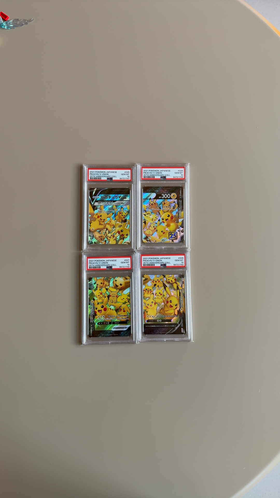 Pokémon 25th Anniversary Collection Pikachu V-UNION Card Set (Japanese, PSA Graded) - trading-cards collectible