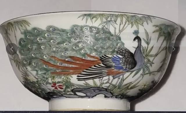 Famille Rose Peacock Decorative Bowl with Apocryphal Kangxi Mark - ceramics collectible