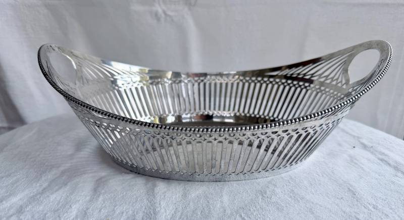 Silverplate Pierced Centerpiece Basket - decorative collectible