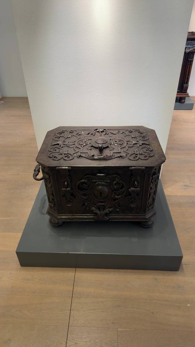 German Renaissance-Style Pierced Iron Strongbox - decorative collectible