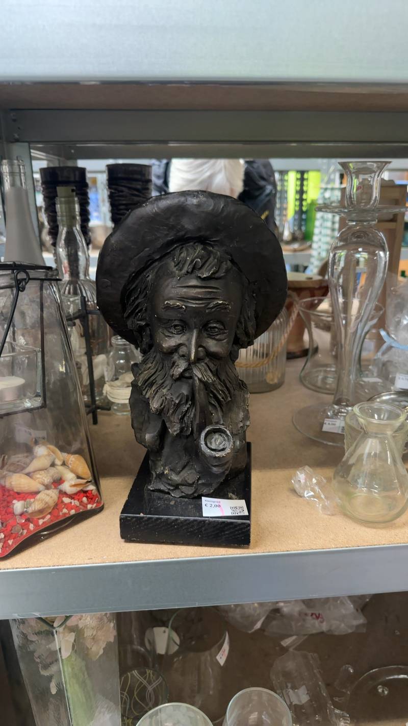 Bust of a Bearded Man with Pipe - decorative collectible